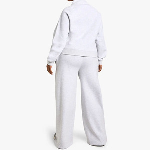 Wholesale Rate Solid Color Zipper Top and Elastic Waist Pants / Factory Price Casual Streetwear <b>Women</b> Two Piece Tracksuit 2026 - Product Image 3