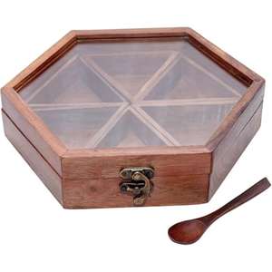 Boîte de rangement d'épices en bois de qualité supérieure Rangement élégant et élégant pour les essentiels culinaires Outils d'épices d'herbes de sel peu encombrants - Product Image 6