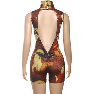 Drop Shipping 2025 Boutique High Quality Fashion New Design Digital Printed Backless Sexy High Waist Yoga <b>Casual</b> <b>Jumpsuit</b> - Product Image 3