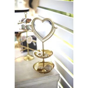 Cổ Điển Trang Trí Vàng Màu Kim Loại Trang Sức Tổ Chức Với Hình Trái Tim Gương Đối Với Phụ Nữ Đồ Trang Sức Và Trang Điểm Đứng - Product Image 3