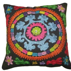 Handmade Indian Embroidery Suzani Cushion Cover Home Decor Pillow Cover Wholesale Indian Supplier of Handmade Cushion Covers
