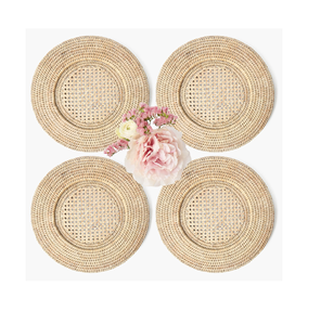 Placa de cargador Bohemia hecha a mano con diseño floral Venta caliente Mantel de ratán Placa de cargador grabada natural de alta calidad - Product Image 2