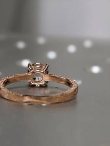 Morganite Engagement <b>Ring</b> Vintage Floral Design 925 Sterling Silver 14K Rose Gold Plated Nature Inspired Leaf <b>Ring</b> - Product Image 2
