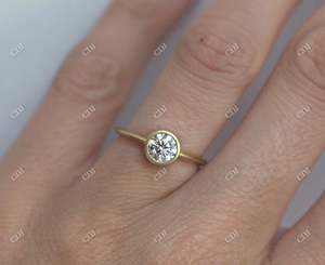 Classic Matte Gold Solitaire <b>Ring</b> Cut Moissanite Engagement <b>Ring</b> 10K Solid Gold Bezel <b>Set</b> 0.70CTW GRA Certified Wedding <b>Ring</b> - Product Image 4