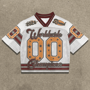 Personalizado hombre recortado de gran tamaño Vintage Streetwear deportes Retro americano Boxy malla camiseta fútbol malla Jersey para hombres 2025 - Product Image 3