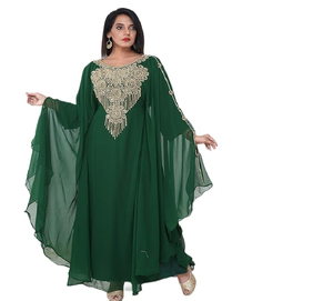 Dubai marroquí modesto Kaftan árabe Abaya Maxi mano con cuentas crepé hasta el suelo ropa de fiesta vestido de boda playa elegante Jellabiya - Product Image 6