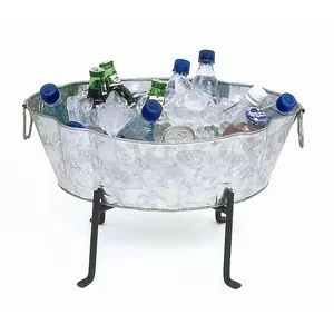 Home Bar Hotel Beer Wine Champagne Ice tub Bottle Holder Ice tub Drink Galvanized Modern Luxury Design Beverage Tube with stand