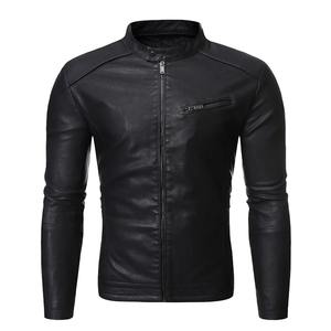 Abrigo de cuero lavable y versátil para hombre con cuello alto, chaqueta cómoda para hombre - Product Image 4