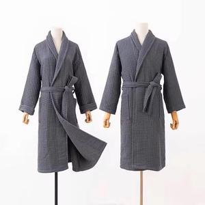 Luxury Lightweight 100% Cotton Terry Bath Robe for Women Men Sleepwear Kimono Dressing Gown with Belt Closure - Product Image 1