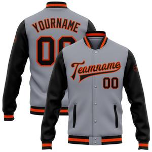 Directo industria al por mayor casual invierno personalizado Royal Orange-Navy 3D patrón diseño bombardero Full-Snap Varsity Letterman chaqueta - Product Image 4