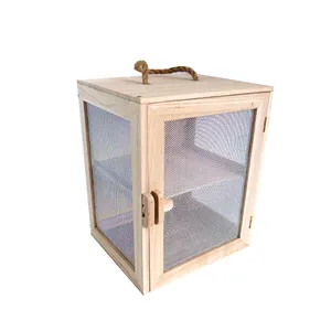 Custom Wooden Bug Catcher Fly Trap Insect Ladybugs Collecting Wire Screen Cage Hutch Box 2-3-Tier Wood Critter Hamster Bug Cage