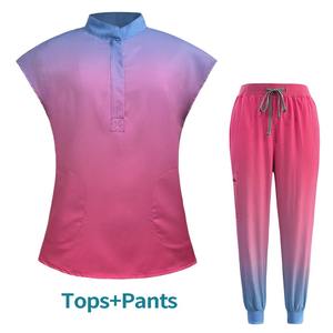 Women's Medical Scrub <b>Set</b> - Zipper-<b>Top</b> & Jogger <b>Trousers</b> in Navy Royal - Product Image 1