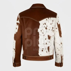 Veste en cuir de vachette vintage pour homme, élégante, style motard, décontractée, écologique, respirante, logo sur le devant - Product Image 2
