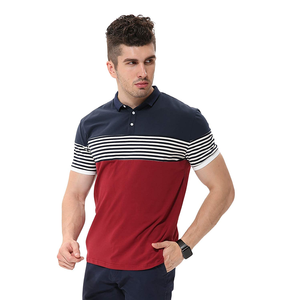 Polo décontracté personnalisé à la mode, couleur unie rayée, vente en gros et à bas prix - Product Image 4