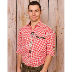 เสื้อเชิ้ตผู้ชายบาวาเรียแบบกําหนดเองตรวจสอบผ้าฝ้ายแขนยาวแถบแบบกําหนดเองบนปุ่มรูปุ่มปิดกระเป๋าหน้าอก - Product Image 2