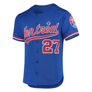 Jersey de práctica de béisbol y softbol auténtico de talla grande para hombre, transpirable, gris, rojo y azul, Jersey suave para jugadores deportivos - Product Image 3