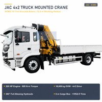 Camion grue articulée JAC 4x2 XCMC SQZ160 de 8 tonnes, grue de camion à bras pliant hydraulique pour la construction