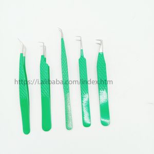 แหนบต่อขนตาสีเขียวแบบกำหนดเองแหนบต่อขนตาสแตนเลสฉลากส่วนตัว - Product Image 2