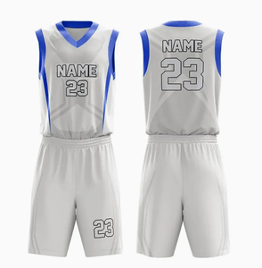 Sublimation complète Sequin Pratique Réversible Couleur Mustad Logo personnalisé Uniformes Gris Ensemble de maillots de basket-ball pour hommes - Product Image 5