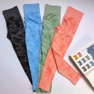 Pantalones de gimnasio de entrenamiento de cintura media para mujer hechos a medida, mallas de Yoga de punto transpirables, ropa de Fitness informal, mallas de Yoga con cintura elástica - Product Image 1