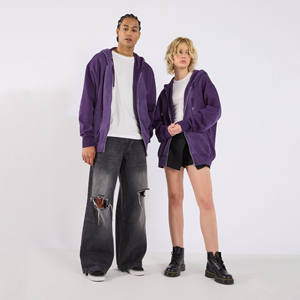 Unisex Full Zip Hoodie Cotton French <b>Terry</b> Acid Wash Vintage Style Custom Zipper Sweatshirt Blank Streetwear <b>Bulk</b> Wholesale OEM - Product Image 1