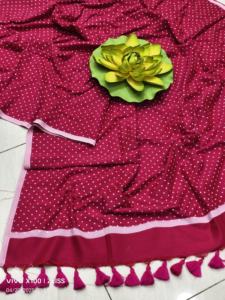 Khadi Cotton Saree Exclusivo Ecológico Vestido estampado tejido de secado rápido para niñas Ligero para bodas/ocasiones especiales - Product Image 2