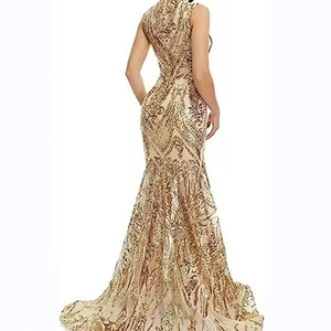 Vestido de Noche de Alta Calidad para Damas, Elegante, para Cena o Fiesta, Sin Mangas, con Lentejuelas, Corte Sirena, Modelo para Anfitrionas - Product Image 2