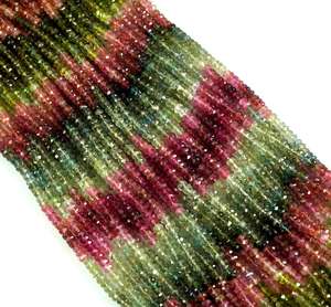 Perles rondes à facettes en tourmaline naturelle multi 3-4mm pierre de tourmaline perles de pierres précieuses en vrac pour la fabrication de bijoux prix de gros - Product Image 1