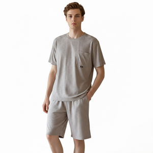 Pantalones Cortos de Pijama Ecológicos para Hombre, 180g, Ligeros, de Tela de Algodón Viscosa Texturizada, Absorbentes de Humedad, Alta Elasticidad, Ropa para el Hogar - Product Image 2