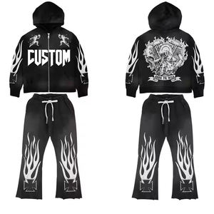 Nouvelle conception, prix de gros, ensemble survêtement personnalisé, pantalon de survêtement et sweat-shirt, lavage à l'acide, broderie délavée, survêtement pour hommes - Product Image 3