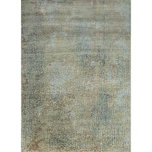 Alfombra Kavi Gris y Negra de Lana y Seda de Bambú Anudada a Mano, Diseño Teoría del Caos, Patrón Rectangular Abstracto para Sala de Estar Juvenil Esk-404 - Product Image 1