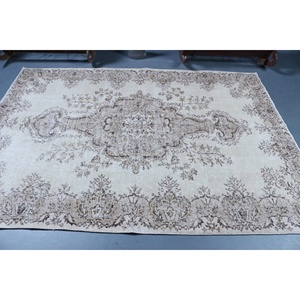 Tapis turc vintage 5,7x8 pieds, grand tapis, tapis en laine blanche - Product Image 3
