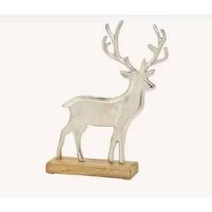 Escultura de Metal de Reno de Navidad de diseño moderno hecho a mano con Base de madera para accesorios de decoración de hogar y boda - Product Image 6