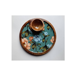 Assiette en bois et imprimée de style nouveau plateau de charcuterie fromage avec poignée plateau de service pour mariage articles décoratifs avec bol - Product Image 5