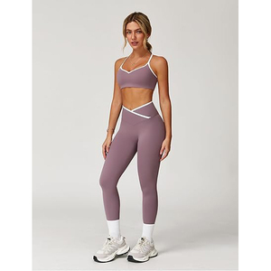 Ensembles de fitness, soutien-gorge de yoga sans couture, leggings taille haute, respirant, extensible, léger, vêtements d'entraînement pour femmes - Product Image 2