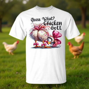 T-shirt promotionnel à motif poulet « Guess What Chicken Butt Chicken Coquette Bow » - Product Image 3