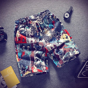 Surf verano nueva boutique flor algodón Lino hombres casual playa pantalones cortos hombres casual transpirable ocio pantalones cortos hombres - Product Image 5