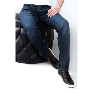 กางเกงยีนส์เดนิมเอวกลาง ALAN Dennis สำหรับผู้ชายพร้อมโลโก้แบบกำหนดเอง - Product Image 5