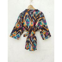 Damen Kurze Vintage Festival Mode Handgefertigte 100% Baumwolle Schlafbekleidung V-Ausschnitt Kordelzug Atmungsaktiv Kantha Gesteppt