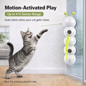 Jouet pour chat à ventouse activé par le mouvement AFP, rechargeable par USB, baguette de stimulation automatique avec queue de plume - Product Image 5