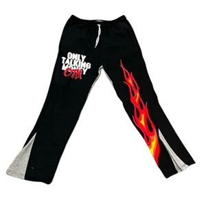 Pantalones de chándal de lana de algodón de alta calidad unisex personalizados de talla grande estilo de invierno informal transpirable diseño frontal plano para hombres y mujeres - Product Image 2