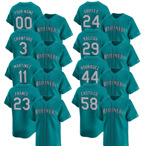 Maillots de baseball unisexes Seattle 2025 – Édition limitée alternative – Personnalisables – Brodés – Uniformes avec logos – Short aqua - Product Image 1