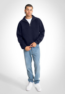 เสื้อฮู้ดคอปกแบบลำลองของผู้ชายเสื้อกีฬาแบบสวมหัวมีซิปครึ่งแบบกำหนดเองผ้าฝ้าย100% ทันสมัย - Product Image 4