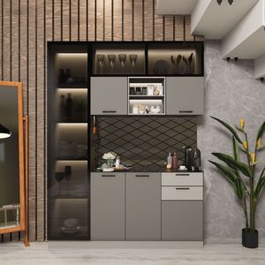L Shaped Kitchen Cabinet Set 300 x 200 cm Complete Modern Kitchen High Gloss Doors <b>Flat</b> <b>Pack</b> with Hardware - Product Image 1