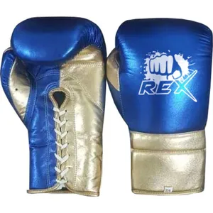 Blue & Gold Muay Thai Atacado Modelo Vencedora Luva De Boxe Barato Estilo Mexicano 12oz Treinamento Sparring Muay Thai Luvas De Boxe