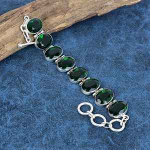 Green Bohemian Quartz Rhodium 925 Sterling Silver Handmade Oval Faceted Gemstone <b>Adjustable</b> Chain <b>Bracelet</b> for Women Party Gift - Product Image 6
