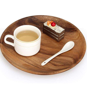 Platos Redondos de Madera de Acacia Ecológicos para Servir Comida en Restaurantes, con Logotipo Personalizado - Product Image 1