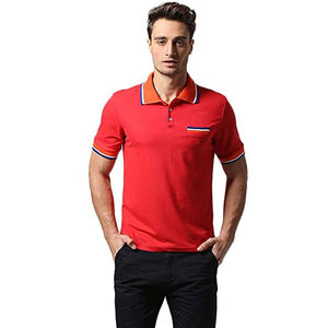 เสื้อโปโลแขนสั้นระบายอากาศได้ดีใส่สบายสำหรับผู้ชายเสื้อถักผ้าฝ้ายพิมพ์ลายกันลื่นแบบกำหนดเองได้ - Product Image 3