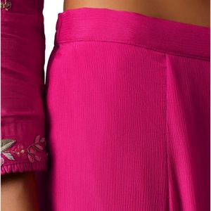 Set di Sharara Kurta in misto seta rosa con ricami Dupatta per il ricevimento della festa di nozze e abbigliamento etnico festivo - Product Image 5