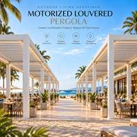 Grande pergola électrique à lames orientables en aluminium, structure de toit réglable pour espaces de loisirs commerciaux en plein air